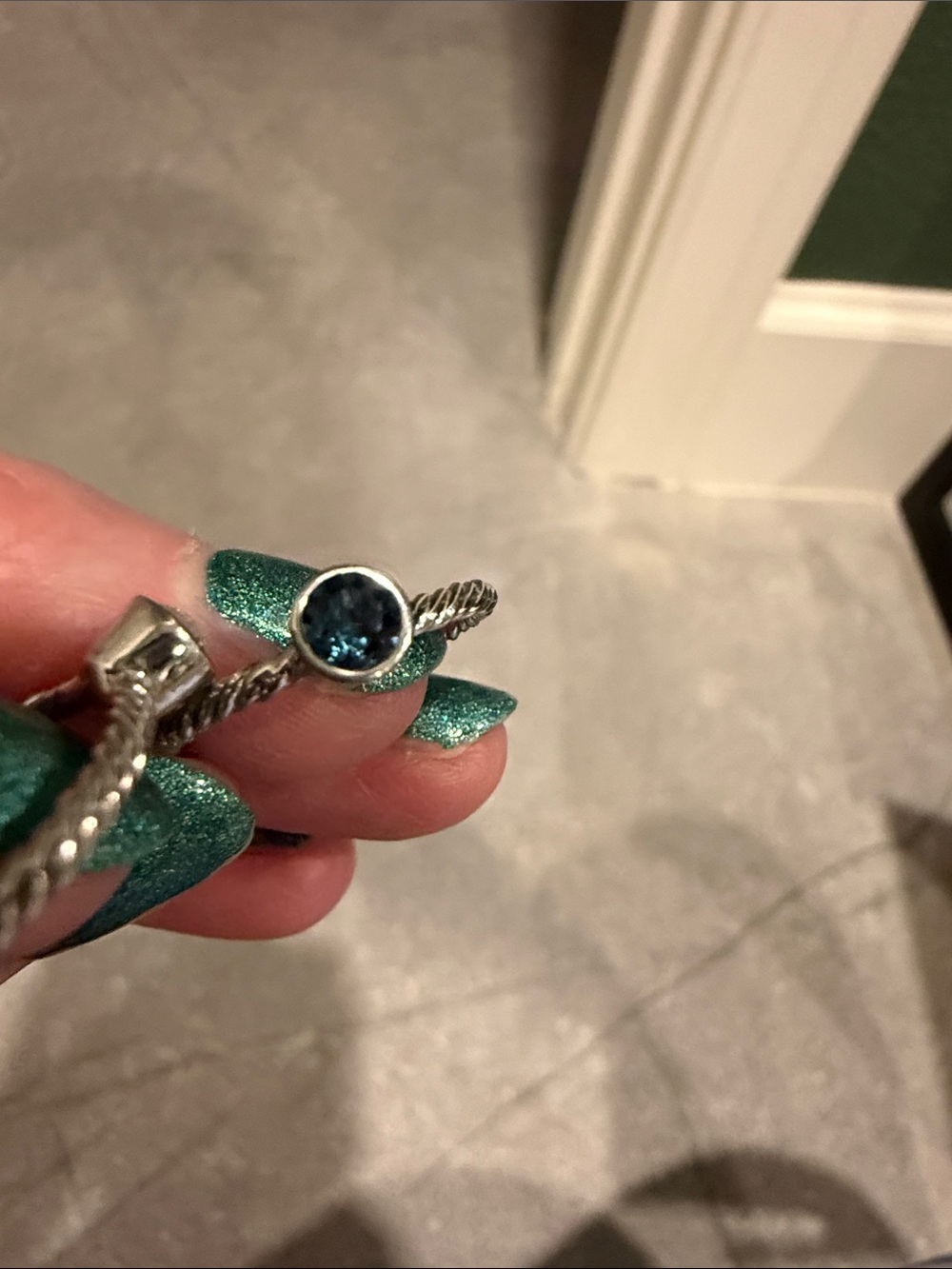 Touchstone Crystal Multi-Color Twisted Silver Stackable Rings - Picture 5 of 10